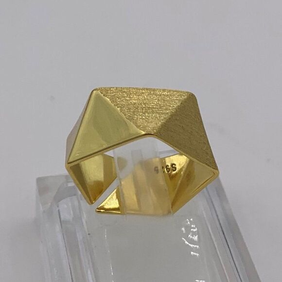 Ring, solid 925 sterling silver, 22 karat gold vermeil, new, adjustable - Picture 6 of 13